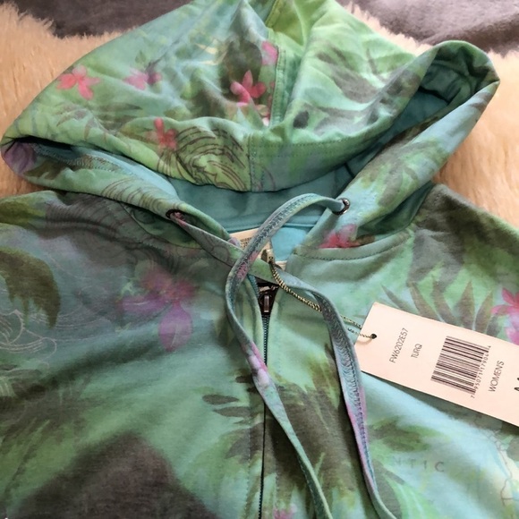 Short sleeve zip up hoodie in a tropical print size M - Picture 2 of 8